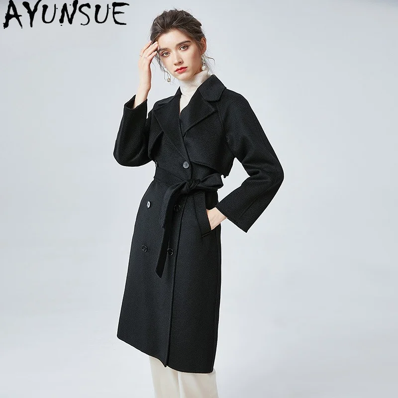 AYUSNUE 95.7% Wool 4.3% Cashmere Winter Jacket Women Clothes Double-side Woolen Elegant Trench Coat for Woman Belt Abrigos Mujer
AYUSNUE 95.7% Wool 4.3% Cashmere Winter Jacket Women Clothes Double-side Woolen Elegant Trench Coat for Woman Belt Abrigos Mujer