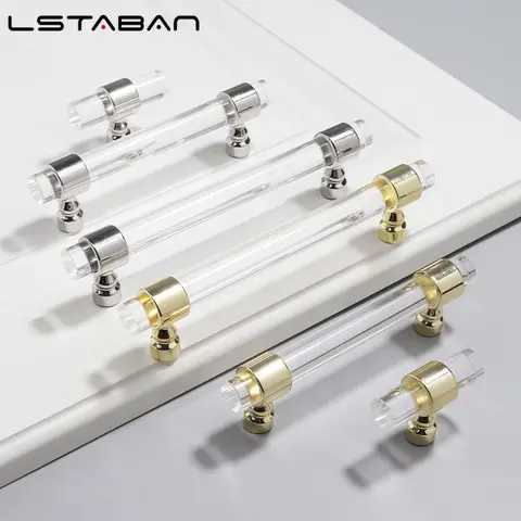 Modern Transparent Acrylic Drawer Knobs Minimalism T Bar Handle Bathroom Pulls Kitchen Cabinet Door Handle Furniture Pulls