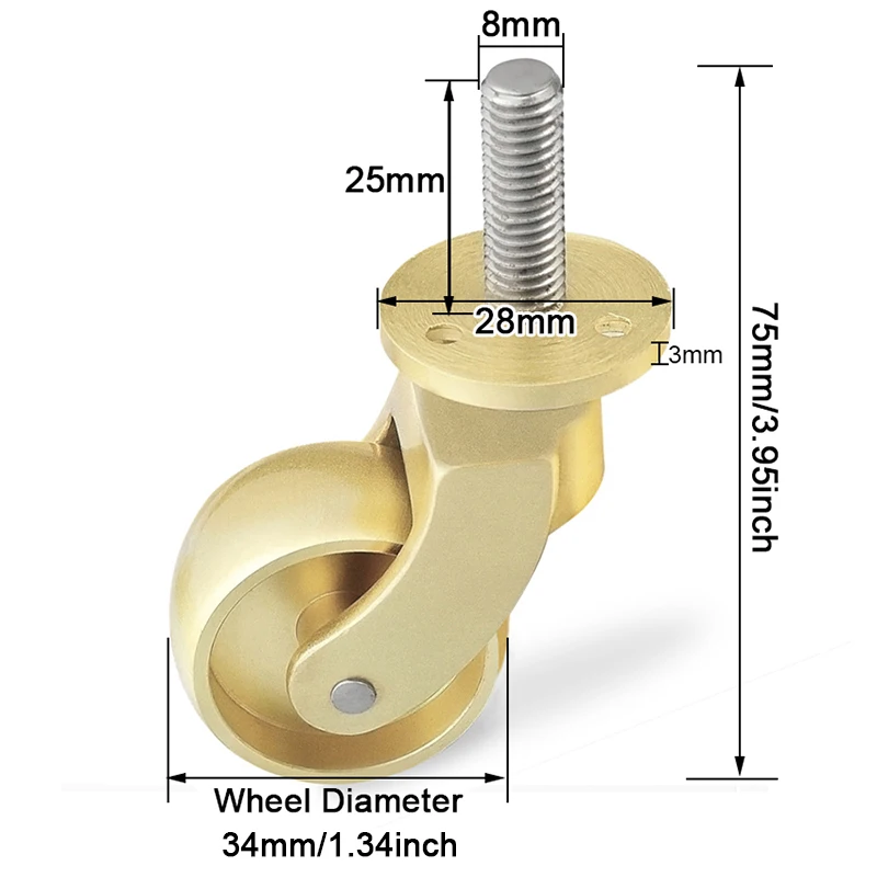 HOT 4PCS 34mm Large Brass Wheels Table Chair Sofa Couch Trolley Cabinet Furniture Casters 360° Rotary Furniture Rollers
HOT 4PCS 34mm Large Brass Wheels Table Chair Sofa Couch Trolley Cabinet Furniture Casters 360° Rotary Furniture Rollers