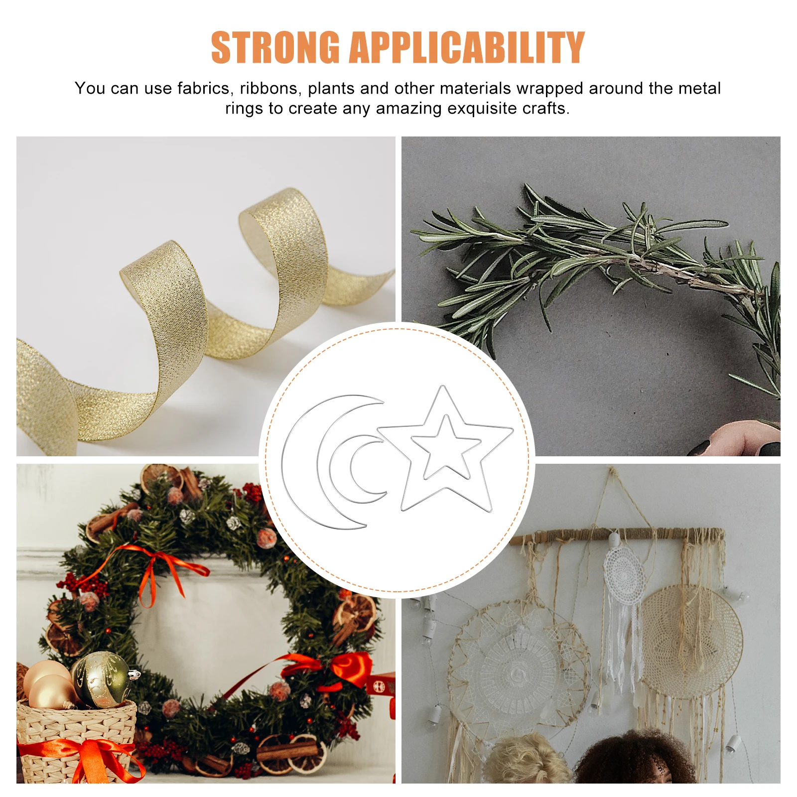 4pcs Star Moon Iron Wreath Rings Diy Craft Accessory Xmas Decorative Wreath Making Material Handmade Dream Catcher Frame Metal
4pcs Star Moon Iron Wreath Rings Diy Craft Accessory Xmas Decorative Wreath Making Material Handmade Dream Catcher Frame Metal