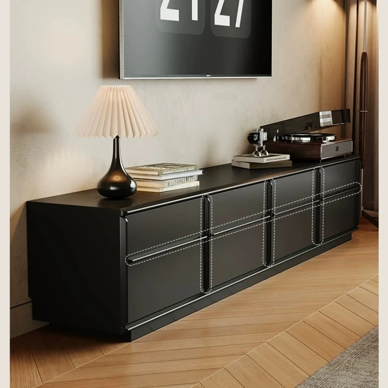 All solid wood TV cabinet living room modern black storage cabinet floor
All solid wood TV cabinet living room modern black storage cabinet floor