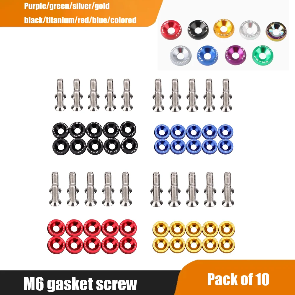 7-color car modification M6 gasket 10 screws for installing mudguard license plate holder battery guard decorative screw washer
7-color car modification M6 gasket 10 screws for installing mudguard license plate holder battery guard decorative screw washer