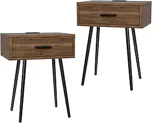 2 SET Nightstand with Charging Port and Wooden Ders - Perect or Small Side Table, Night Stand Night Stand - Walnut End Table, Dr
2 SET Nightstand with Charging Port and Wooden Ders - Perect or Small Side Table, Night Stand Night Stand - Walnut End Table, Dr