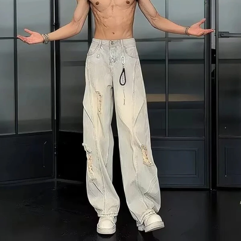 Ripped Jeans Men's Summer Trendy Brand Lazy Harajuku Brand Fashion Trend New Men's Wide Pants Japanese 2000s Y2k Clothes Jorts
Ripped Jeans Men's Summer Trendy Brand Lazy Harajuku Brand Fashion Trend New Men's Wide Pants Japanese 2000s Y2k Clothes Jorts
