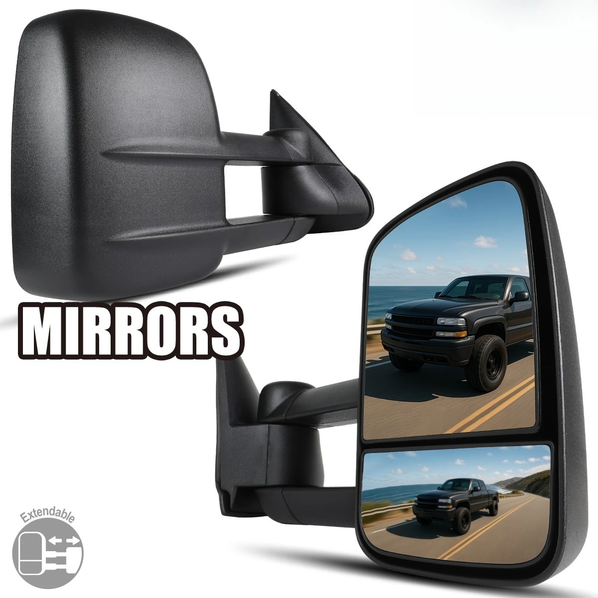 Tow Mirrors Fits 1999-2006 Chevy Silverado GMC Sierra Manual Extend Left+Right
Tow Mirrors Fits 1999-2006 Chevy Silverado GMC Sierra Manual Extend Left+Right