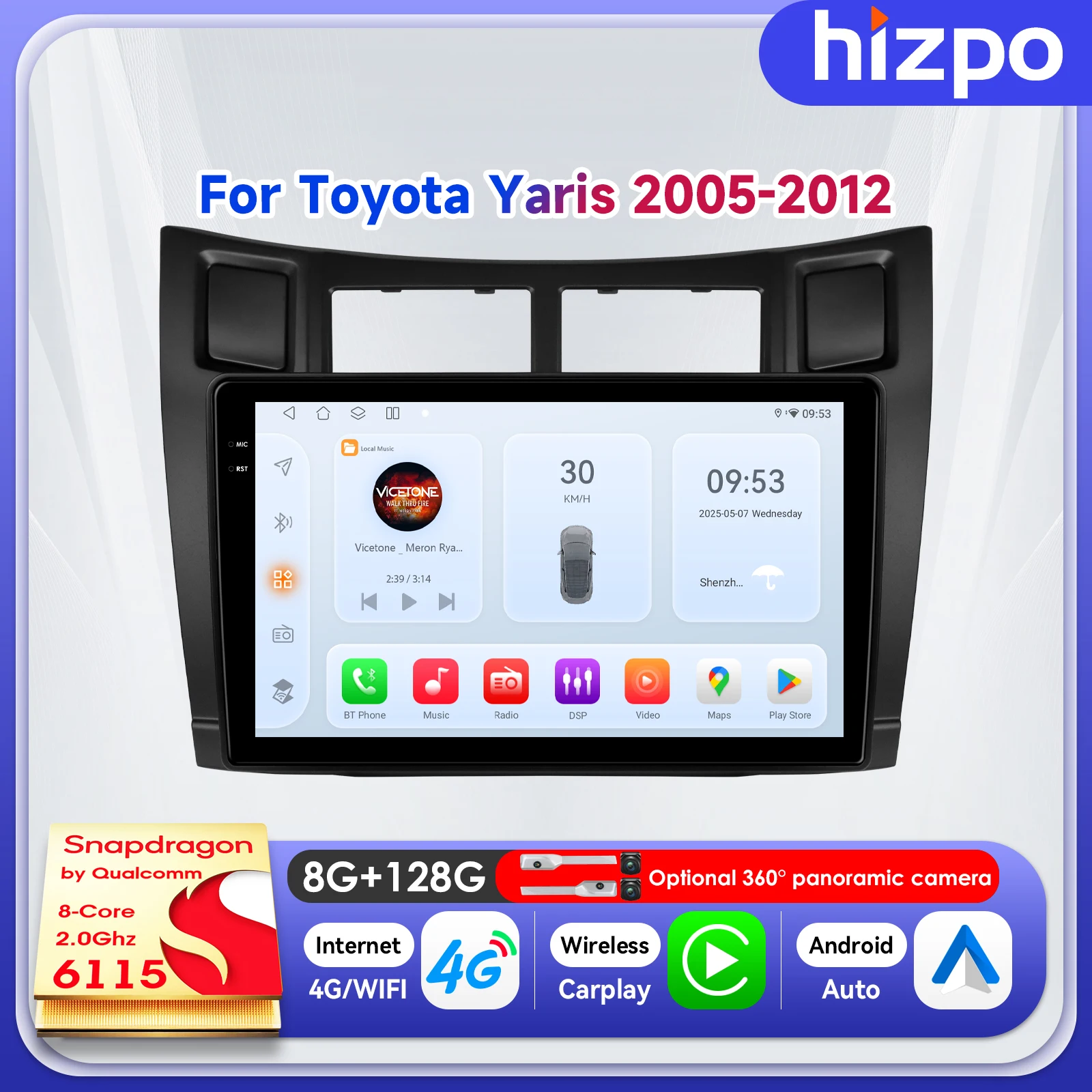 Hizpo 9" Intelligen Car Multimedia Player Carplay For Toyota Yaris 2005 - 2012 Wireless Electronic Stereo QLED Screen GPS WiFi
Hizpo 9" Intelligen Car Multimedia Player Carplay For Toyota Yaris 2005 - 2012 Wireless Electronic Stereo QLED Screen GPS WiFi