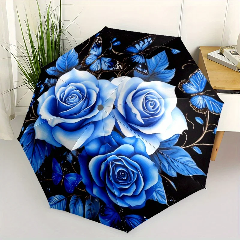 Automatic Open/Close Umbrella with Shielding & - Elegant Floral design - Sturdy 8-Rib Construction - Blue Roses & Butterflies
Automatic Open/Close Umbrella with Shielding & - Elegant Floral design - Sturdy 8-Rib Construction - Blue Roses & Butterflies