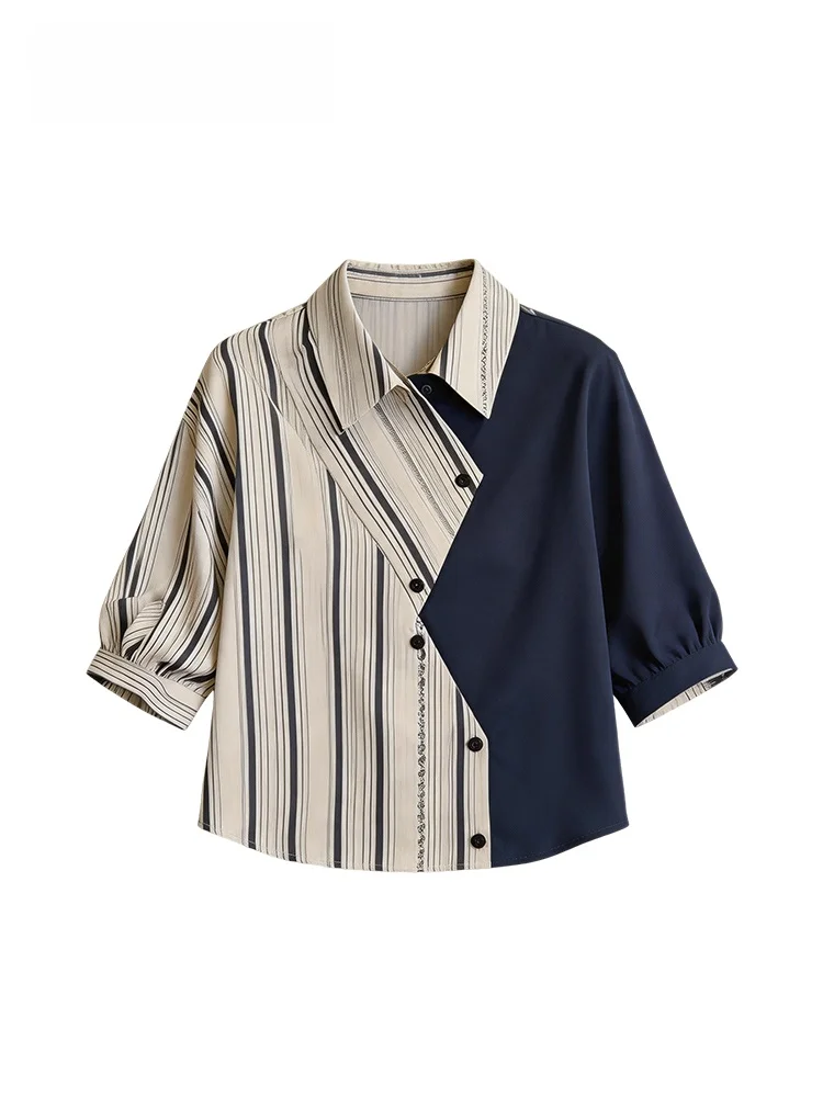 Cara CLUB plus Size Striped Patchwork Slimming Short Sleeve Shirt Women's Summer New Style Casual Fashion Casual Wind Shirt
Cara CLUB plus Size Striped Patchwork Slimming Short Sleeve Shirt Women's Summer New Style Casual Fashion Casual Wind Shirt