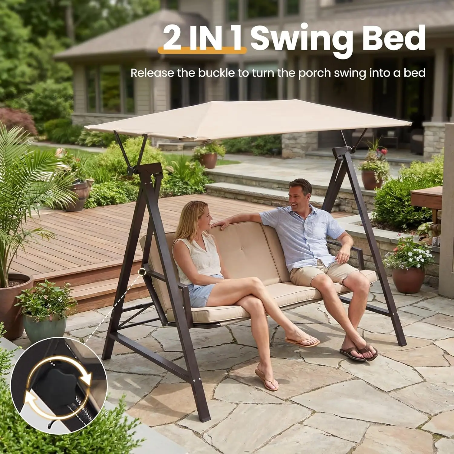 600lbs Outdoor Swing with Canopy, Heavy Duty Patio Swing Stand, All-Weather Adjustable for Backyard Garden Deck, Khaki
600lbs Outdoor Swing with Canopy, Heavy Duty Patio Swing Stand, All-Weather Adjustable for Backyard Garden Deck, Khaki
