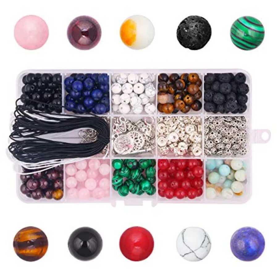 418Pcs Natural Stone Beads for Jewelry Making, Crystal Bead Bracelet Making Kit for Adults with 10 Types of 8mm Stone Beads and
418Pcs Natural Stone Beads for Jewelry Making, Crystal Bead Bracelet Making Kit for Adults with 10 Types of 8mm Stone Beads and