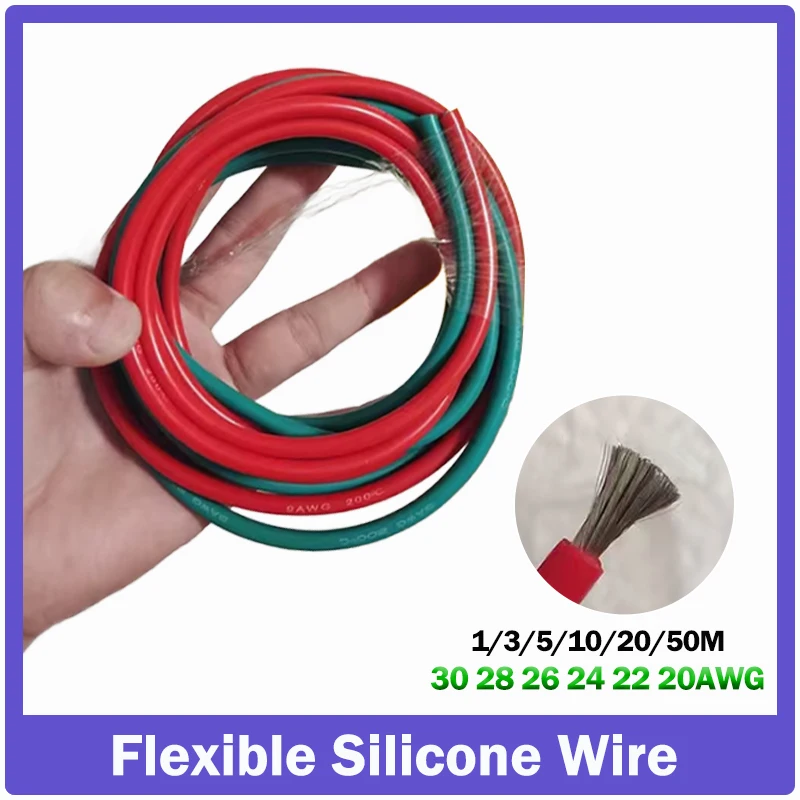 1-50M Soft Silicone Copper Wire 30 28 26 24 22 20AWG High Temperature DIY LED Lighting Wires Electronic Power Cord
1-50M Soft Silicone Copper Wire 30 28 26 24 22 20AWG High Temperature DIY LED Lighting Wires Electronic Power Cord