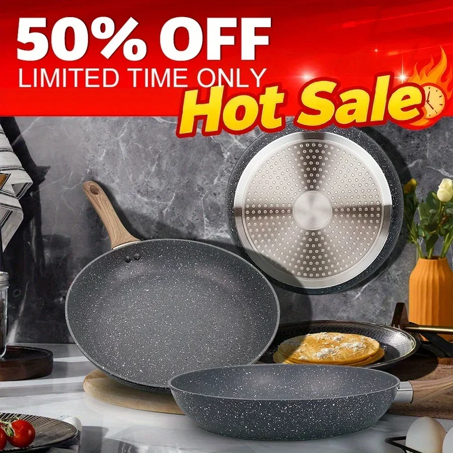 KEEHOME 3pcs/Set Non-Stick Kitchen Pot And Pan Set with Wooden Handles Frying Pan Chef's Pot Wok Multi-Size Breakfast Pan Universal for All Stoves Gray
KEEHOME 3pcs/Set Non-Stick Kitchen Pot And Pan Set with Wooden Handles Frying Pan Chef's Pot Wok Multi-Size Breakfast Pan Universal for All Stoves Gray