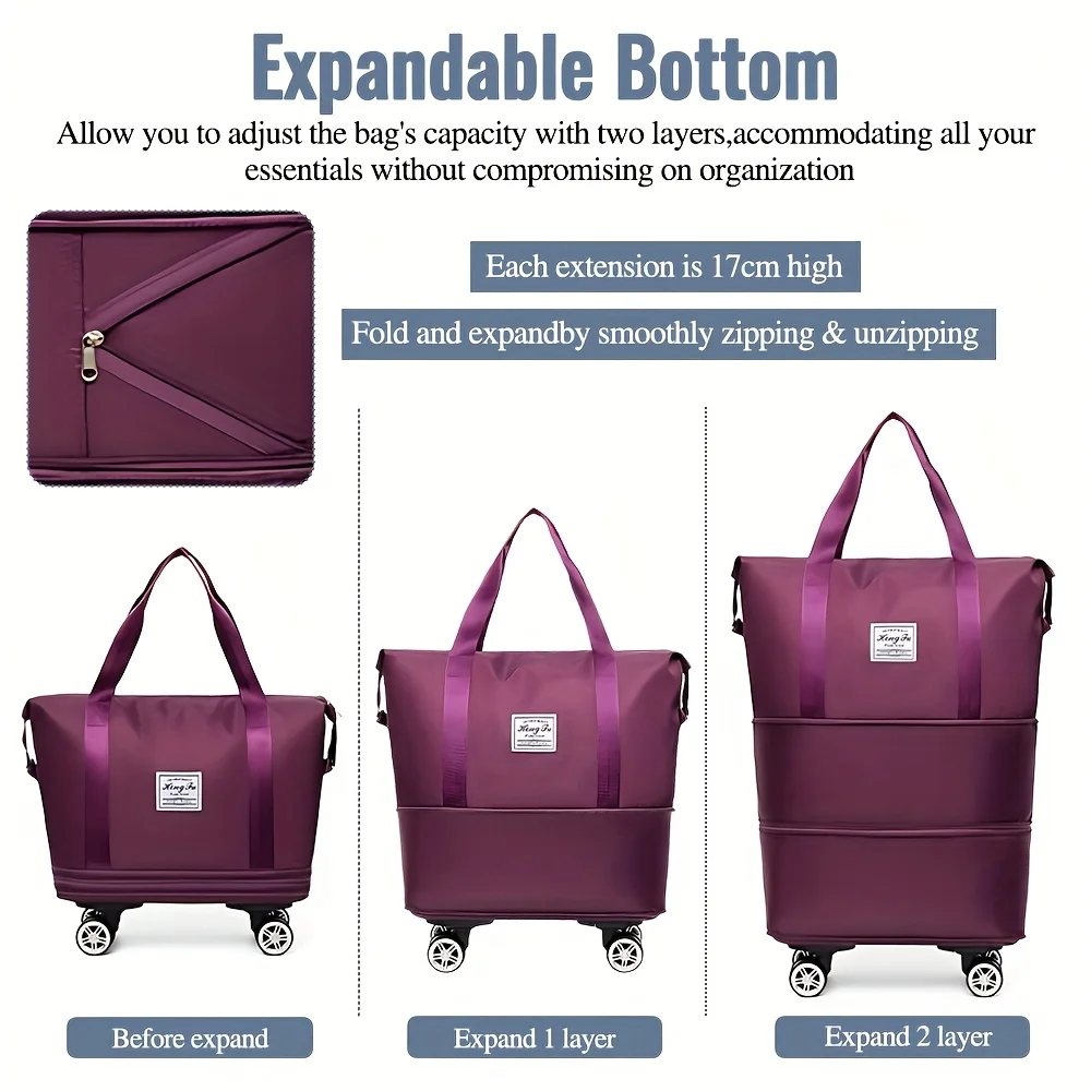 Oxford Cloth Travel Bag/Multifunctional Expandable Adjustable Universal Wheel Duffel Bag/3-Layer Extra-Large Capacity Portable
Oxford Cloth Travel Bag/Multifunctional Expandable Adjustable Universal Wheel Duffel Bag/3-Layer Extra-Large Capacity Portable
