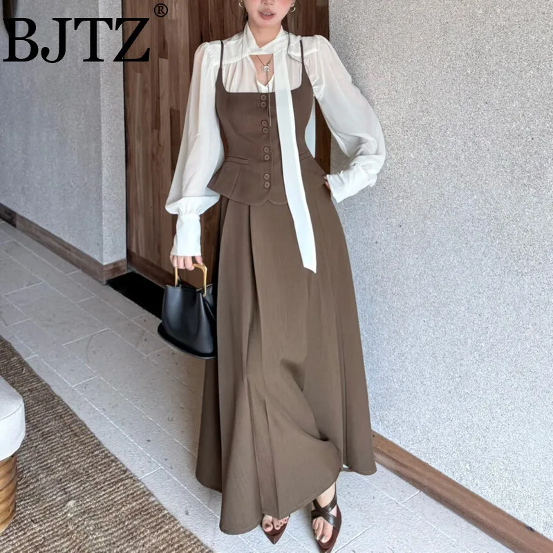 BJTZ Temperament Elegant Three Piece Set For Women 2025 Fashion New Vest+loose Shirt+a-line Skirt Female Tide Sets Clothing
BJTZ Temperament Elegant Three Piece Set For Women 2025 Fashion New Vest+loose Shirt+a-line Skirt Female Tide Sets Clothing
