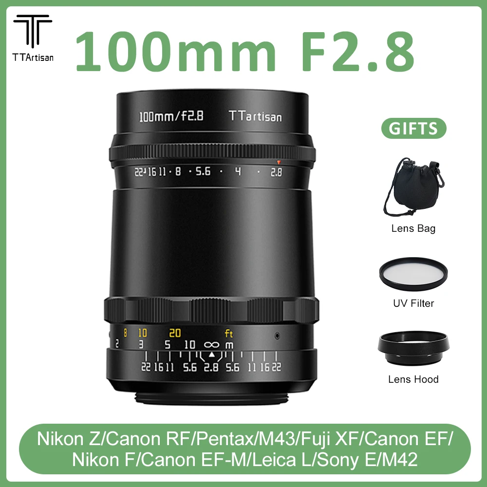 TTArtisan 100 мм F2.8 полная Рамка объектива M42 Крепление переходное кольцо для Sony E A Nikon Z F Canon EF RF EF-M Leica L M42 Fuji XF Pentax KA
TTArtisan 100 мм F2.8 полная Рамка объектива M42 Крепление переходное кольцо для Sony E A Nikon Z F Canon EF RF EF-M Leica L M42 Fuji XF Pentax KA