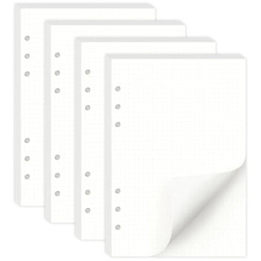 Paper Refill, 180 Sheets/360 Pages 5.5"x8.3" 6-Hole Punched Dotted Loose Leaf Paper, 100gsm Thick 6 Ring Binder Filler Inserts
Paper Refill, 180 Sheets/360 Pages 5.5"x8.3" 6-Hole Punched Dotted Loose Leaf Paper, 100gsm Thick 6 Ring Binder Filler Inserts