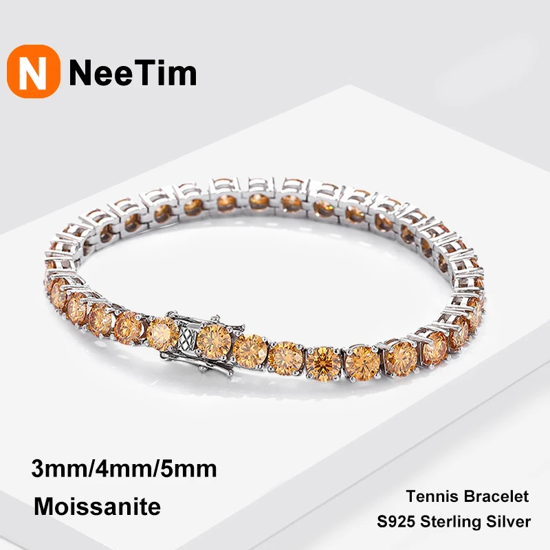 NeeTim All Champagne Moissanite Tennis Bracelets for Women Man 925 Sterling Silver with White Gold Plated Hip Hop Chain Bracelet
NeeTim All Champagne Moissanite Tennis Bracelets for Women Man 925 Sterling Silver with White Gold Plated Hip Hop Chain Bracelet