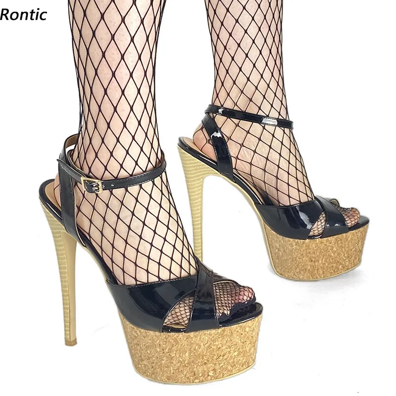 Rontic New Arrival Women Platform Sandals Cork Pattern Ankle Strap Sexy Stiletto Heels Open Toe Black Party Shoes US Size 5-20
Rontic New Arrival Women Platform Sandals Cork Pattern Ankle Strap Sexy Stiletto Heels Open Toe Black Party Shoes US Size 5-20