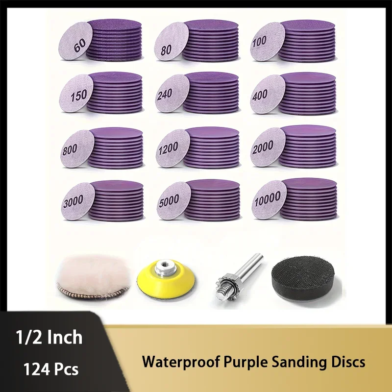 124 Pcs Wet and Dry Sandpaper Kit 1/2Inch with Sanding Block Interface Pad for Drill Grinder Rotary Tools and Wood Metal Jewelry
124 Pcs Wet and Dry Sandpaper Kit 1/2Inch with Sanding Block Interface Pad for Drill Grinder Rotary Tools and Wood Metal Jewelry