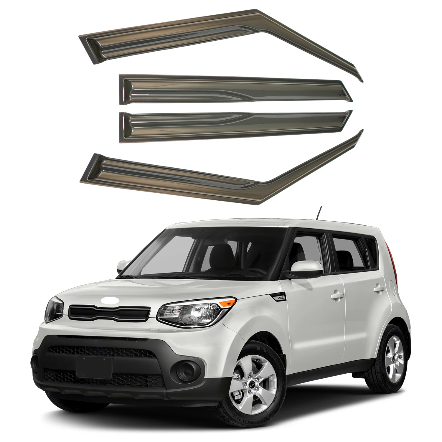 For Kia Soul 5-Door Hatchback 2016-2019 Tinted External Wind Deflectors 4pcs Set 1.5MM Thickness
For Kia Soul 5-Door Hatchback 2016-2019 Tinted External Wind Deflectors 4pcs Set 1.5MM Thickness