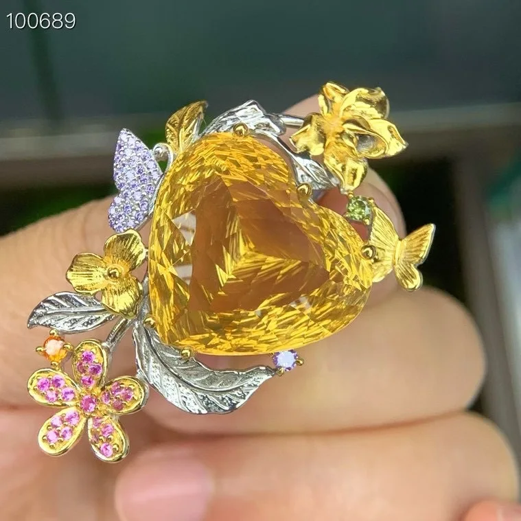 Natural Heart-Shaped Citrine Pendant, 925 Silver Two-Tone Finish 21x23mm Vintage Forest Style Handmade Jewelry Gift for Women
Natural Heart-Shaped Citrine Pendant, 925 Silver Two-Tone Finish 21x23mm Vintage Forest Style Handmade Jewelry Gift for Women