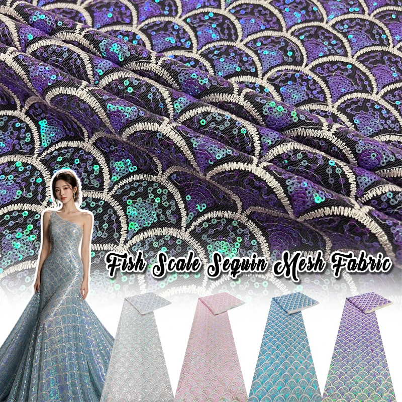 91x130cm Mesh Mermaid Scales Sequin Embroidery Fabric Kids Stage Performance Costume Handmade DIY Lace Designer Fabric
91x130cm Mesh Mermaid Scales Sequin Embroidery Fabric Kids Stage Performance Costume Handmade DIY Lace Designer Fabric