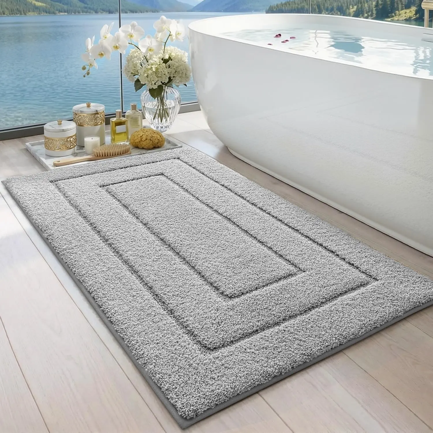 Bathroom Rug 43x24, Non Slip Washable Bath Mat for Shower Floor, Extra Large Absorbent Soft Bathmat with Rubber Backing
Bathroom Rug 43x24, Non Slip Washable Bath Mat for Shower Floor, Extra Large Absorbent Soft Bathmat with Rubber Backing