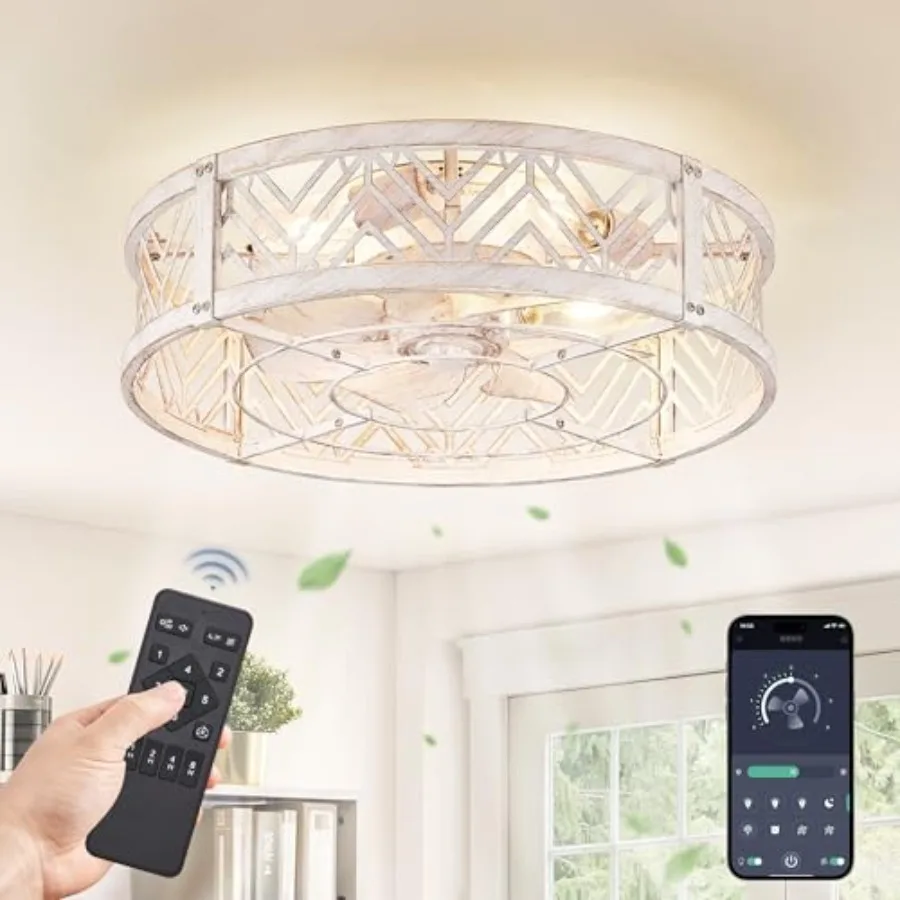 Caged Ceilg Fan with Light, Small Flush Mount Ceilg Fan with AppandRemote, Low Profile Bladeless Ceilg Fan Light Fixture 6 Spee
Caged Ceilg Fan with Light, Small Flush Mount Ceilg Fan with AppandRemote, Low Profile Bladeless Ceilg Fan Light Fixture 6 Spee
