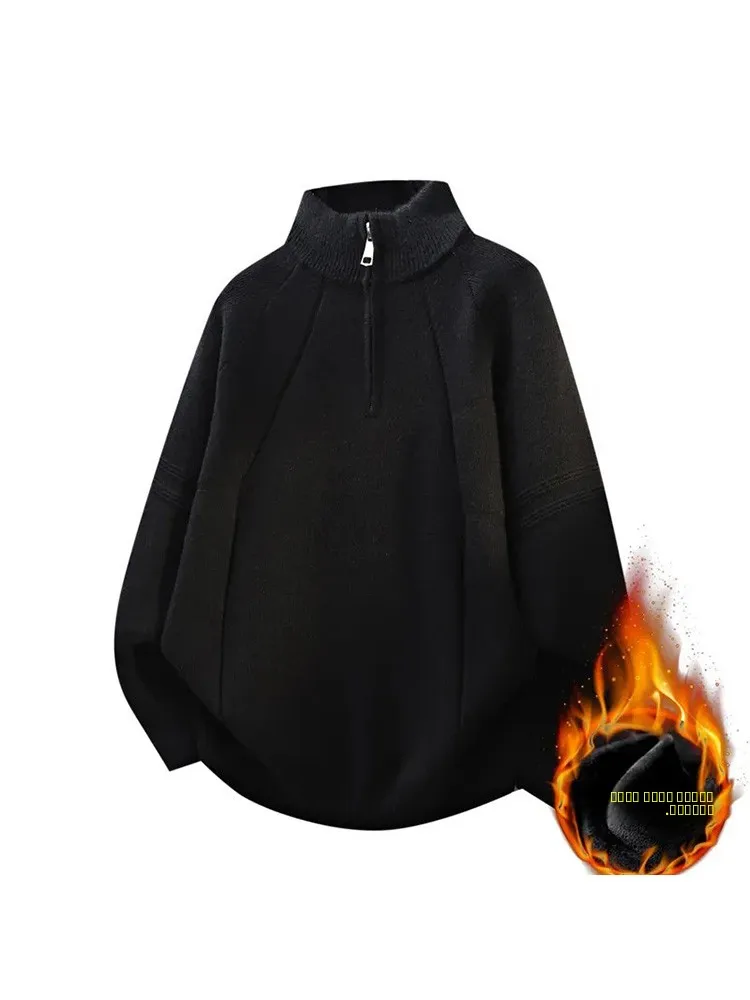 Мужской теплый свитер с высоким воротником на молнии, на флисовой подкладке, из смесового полиэстера, модный, повседневный, с длинными рукавами
Мужской теплый свитер с высоким воротником на молнии, на флисовой подкладке, из смесового полиэстера, модный, повседневный, с длинными рукавами