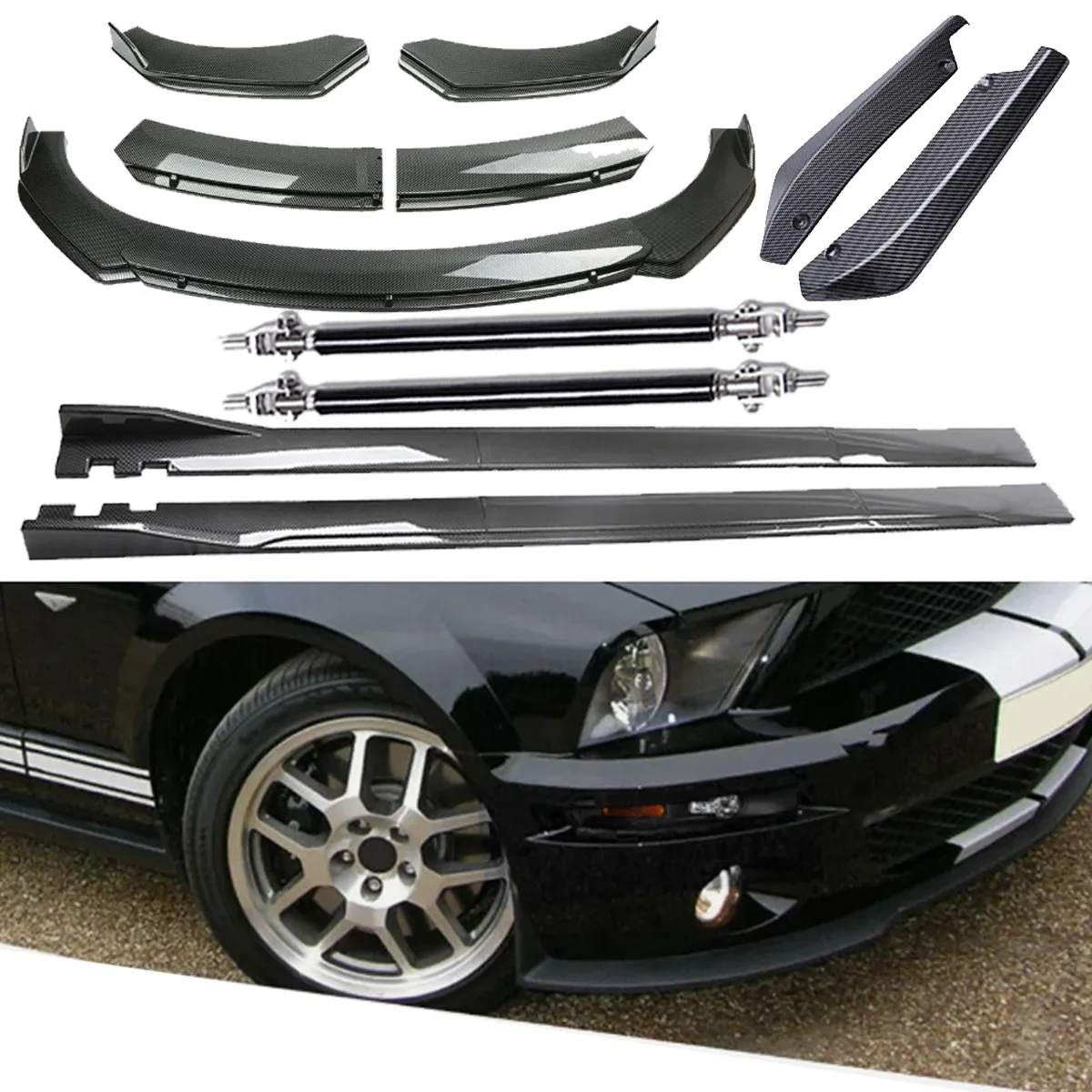 Front Bumper Lip Rear Splitter Spoiler Side Skirt Carbon Fiber For Ford Mustang
Front Bumper Lip Rear Splitter Spoiler Side Skirt Carbon Fiber For Ford Mustang