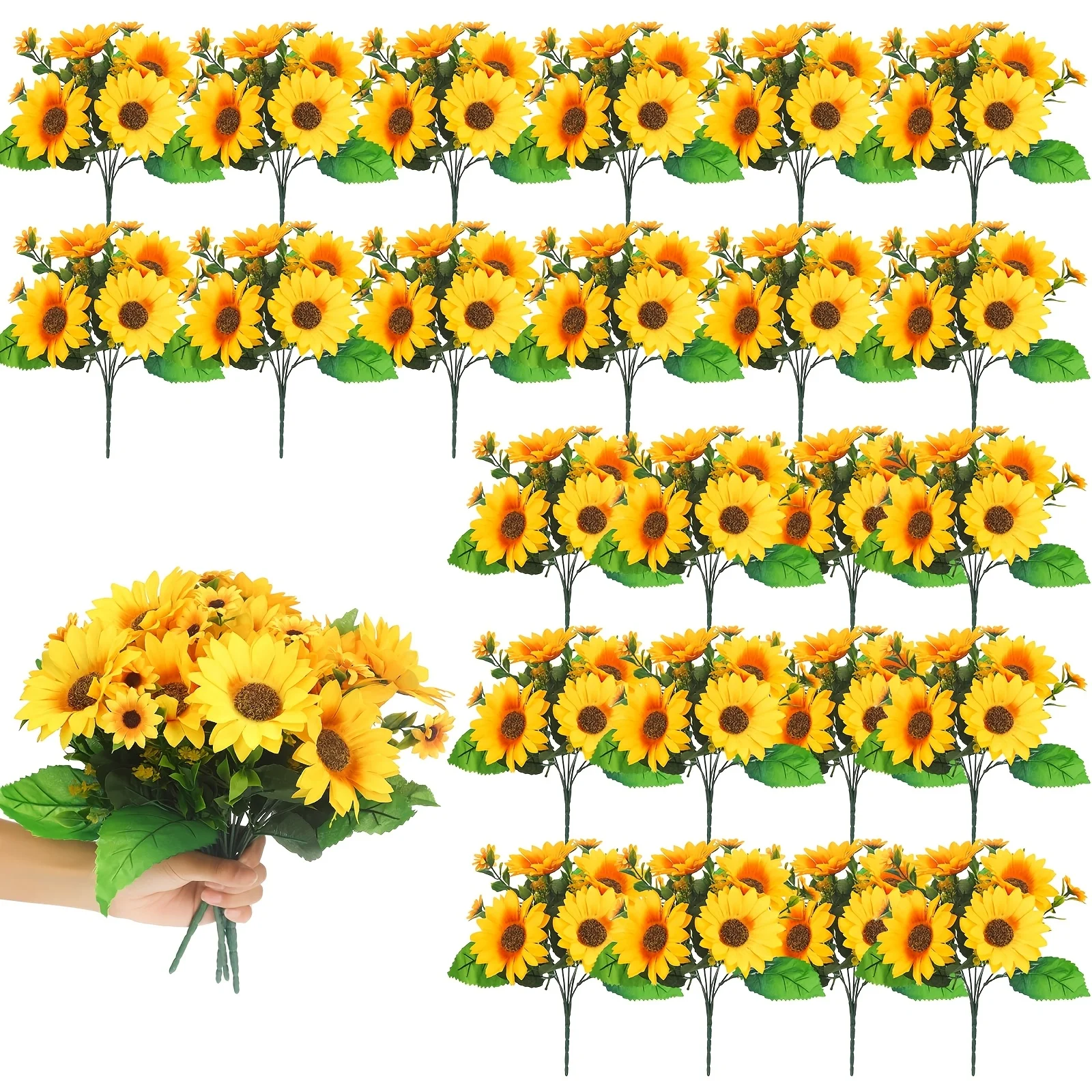24 Bundles UV-Resistant Realistic Sunflower Artificial Flowers with Stems - Bulk Outdoor/ Fake Plants Bouquet, Fade-Proof Plastic Greenery for Garden, Porch, Window Box & Valentine' Day Decorations (No Maintenance)
24 Bundles UV-Resistant Realistic Sunflower Artificial Flowers with Stems - Bulk Outdoor/ Fake Plants Bouquet, Fade-Proof Plastic Greenery for Garden, Porch, Window Box & Valentine' Day Decorations (No Maintenance)