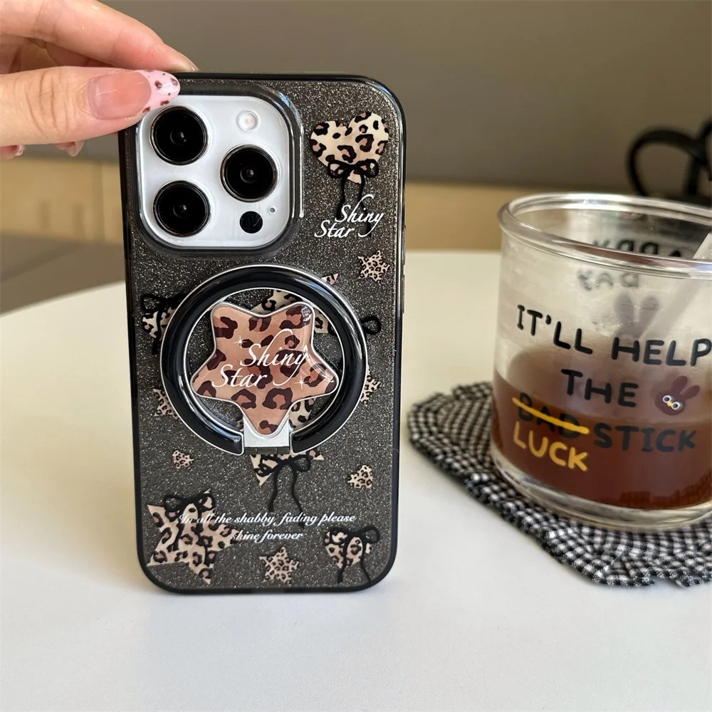 Fashion Leopard Bow Star Magnetic Stand Phone Case For iPhone 15 Pro 16 Pro Max 14 13 Fundas Cute Protective Cover for 16 pro 15
Fashion Leopard Bow Star Magnetic Stand Phone Case For iPhone 15 Pro 16 Pro Max 14 13 Fundas Cute Protective Cover for 16 pro 15