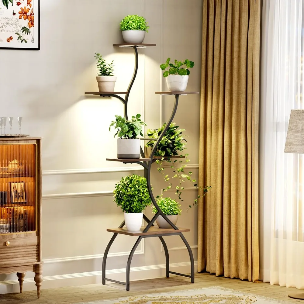 Plant Stand Indoor with Grow Lights, 6 Tiered Plant Shelf with Tree-Shaped Design, Tall Plant Stand for Multiple Plants, Metal P
Plant Stand Indoor with Grow Lights, 6 Tiered Plant Shelf with Tree-Shaped Design, Tall Plant Stand for Multiple Plants, Metal P