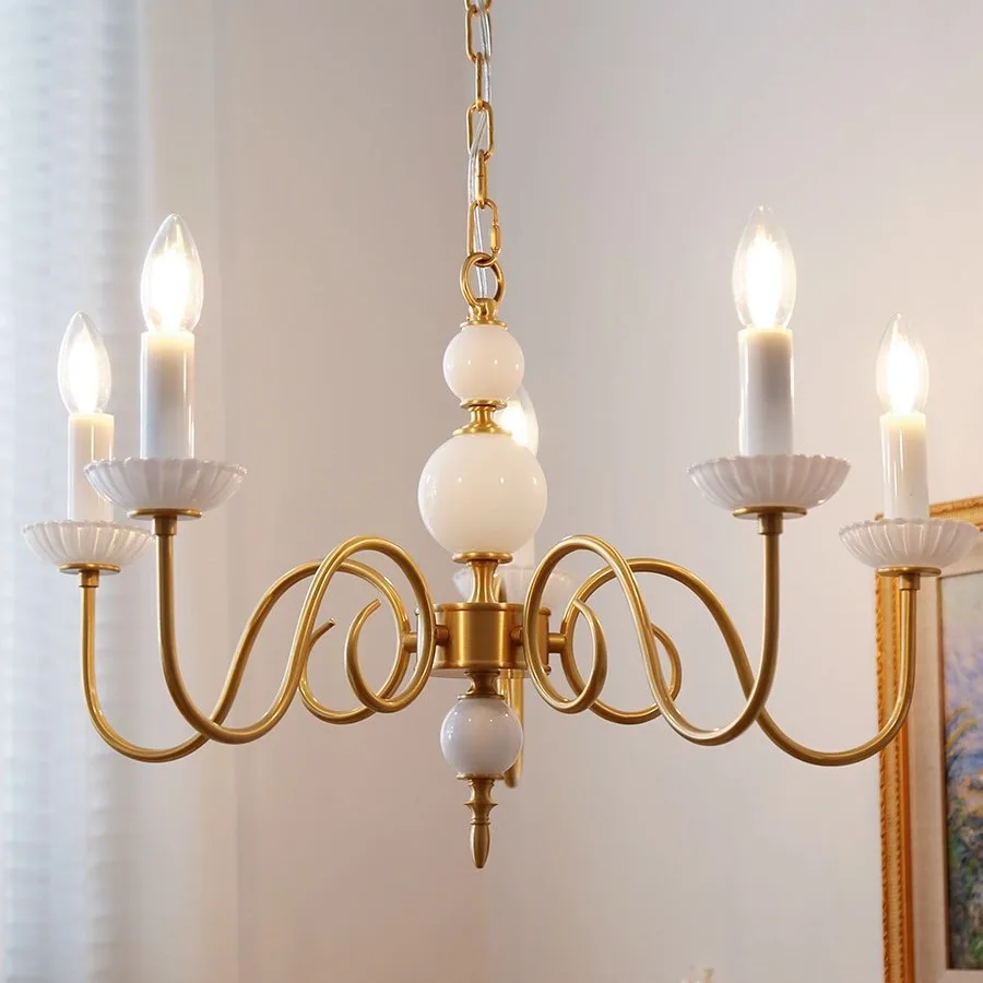 Vintage Cream White Chandeliers Bedroom Retro Led Copper Hanging Lamps Living Dining Room Nordic French Home Decor Pendant Light
Vintage Cream White Chandeliers Bedroom Retro Led Copper Hanging Lamps Living Dining Room Nordic French Home Decor Pendant Light