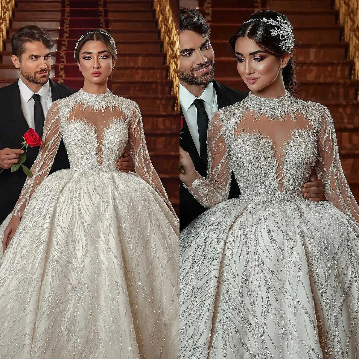 Бальное платье по индивидуальному заказу, свадебные платья с круглым вырезом, блестками, бусинами, аппликациями, длинными рукавами, свадебное платье размера плюс, Vestidos De Novia
Бальное платье по индивидуальному заказу, свадебные платья с круглым вырезом, блестками, бусинами, аппликациями, длинными рукавами, свадебное платье размера плюс, Vestidos De Novia