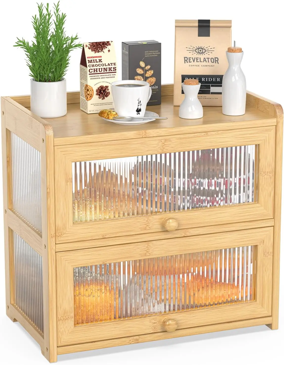 Extra Large Bamboo Bread Box with 4-Sided Transparency, Double Layer Storage for Kitchen Counter
Extra Large Bamboo Bread Box with 4-Sided Transparency, Double Layer Storage for Kitchen Counter