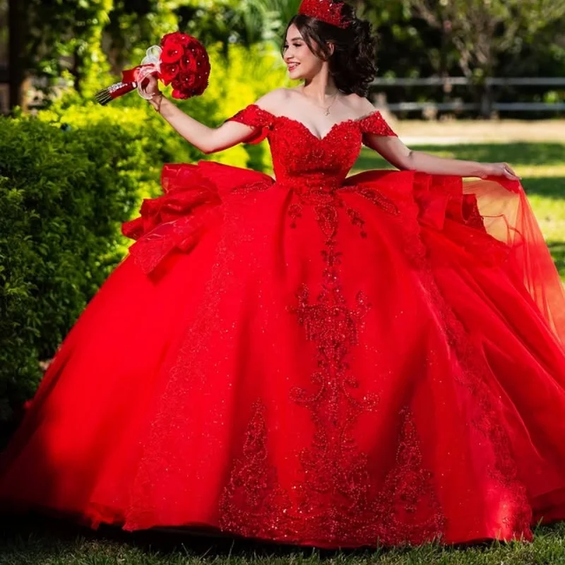 Customized Shiny Red Quinceanera Dresses Off the Shoulder crystal Tull sequin applique layering Vestido De 15 Quinceanera
Customized Shiny Red Quinceanera Dresses Off the Shoulder crystal Tull sequin applique layering Vestido De 15 Quinceanera