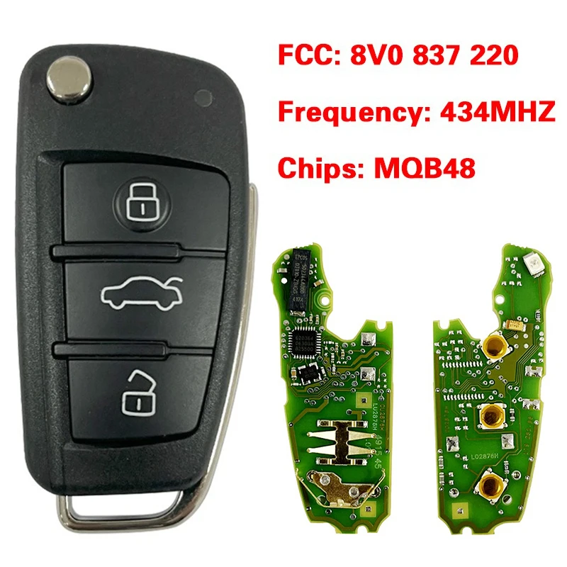 CN008034 Original PCB 3 Buttons Flip Smart Key Go Fob Megamos AES Chip 433MHz FCC 8V0 837 220 For A3 S3 2012-2015
CN008034 Original PCB 3 Buttons Flip Smart Key Go Fob Megamos AES Chip 433MHz FCC 8V0 837 220 For A3 S3 2012-2015
