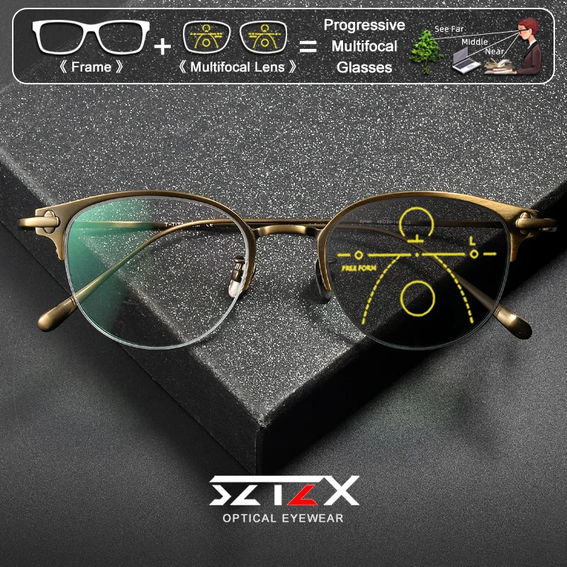 SZTZX Vintage Ultralight Titanium Men Half-Frame Prescription Glasses Small Frame Anti Blue Ray Photochromic Progressive Eyeware
SZTZX Vintage Ultralight Titanium Men Half-Frame Prescription Glasses Small Frame Anti Blue Ray Photochromic Progressive Eyeware