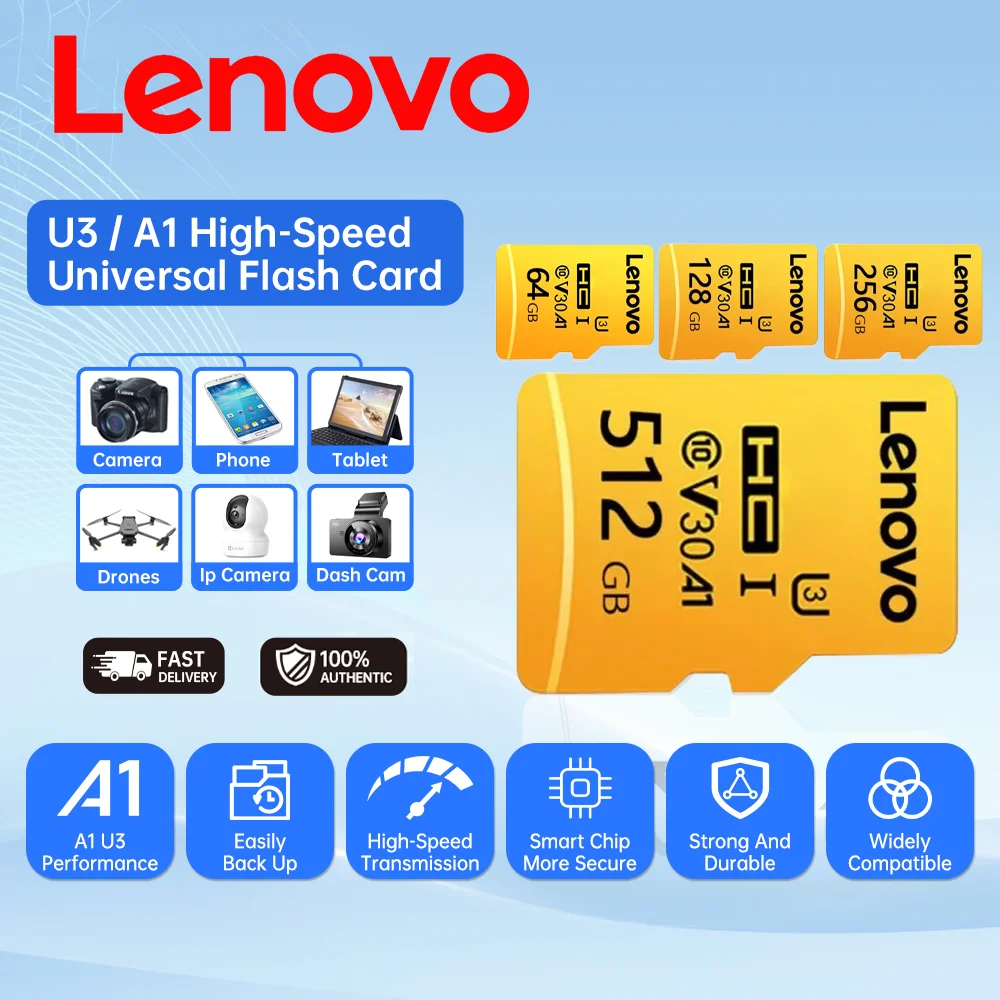 Lenovo High Speed Memory Card 1TB Cartao De Memoria 512GB Micro TF SD Card 256GB Class 10 TF Flash Card For Phone Tablet UAV NEW
Lenovo High Speed Memory Card 1TB Cartao De Memoria 512GB Micro TF SD Card 256GB Class 10 TF Flash Card For Phone Tablet UAV NEW
