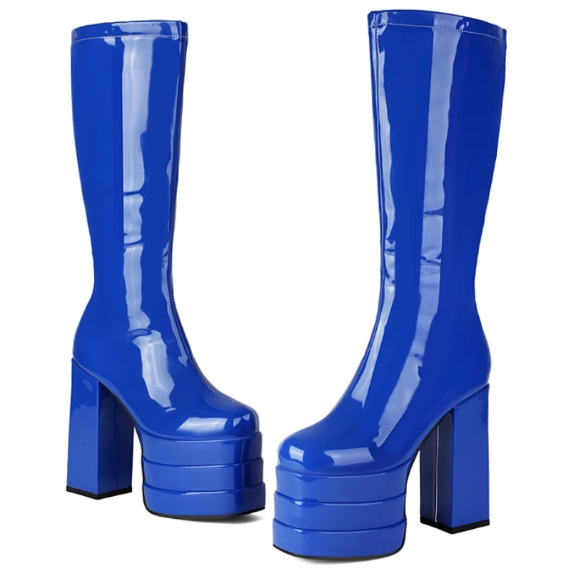 Blue Knee High Boots Woman Platform Sexy Zipper Thick High Heels Black White Long Boot Winter Shoes Water-proof Large Size 46
Blue Knee High Boots Woman Platform Sexy Zipper Thick High Heels Black White Long Boot Winter Shoes Water-proof Large Size 46