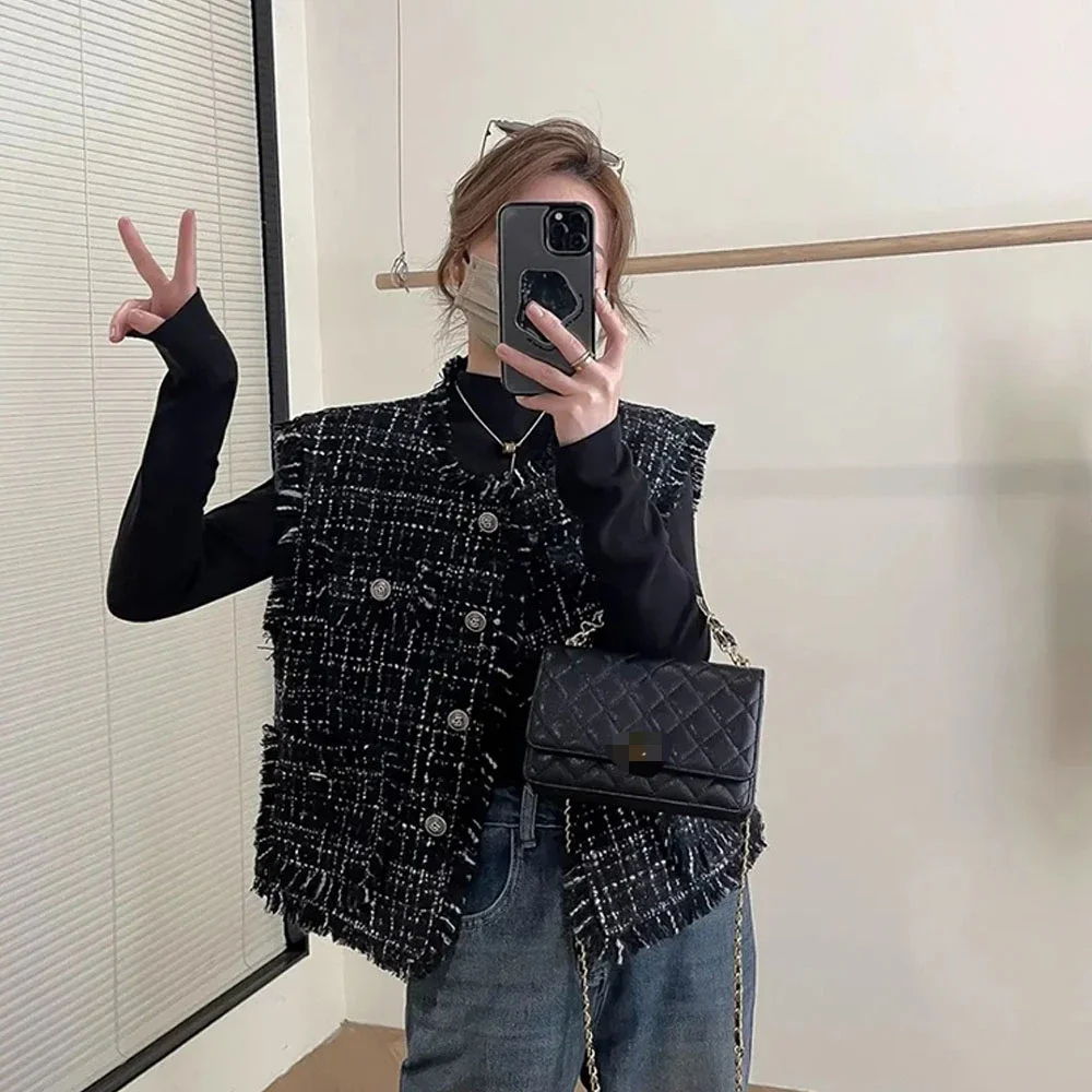Autumn Spring Korean Style Vest Jacket Women's Elegant Fashion Tweed Woven Waistcoat Ladies Sleeveless Mujeres E4891
Autumn Spring Korean Style Vest Jacket Women's Elegant Fashion Tweed Woven Waistcoat Ladies Sleeveless Mujeres E4891