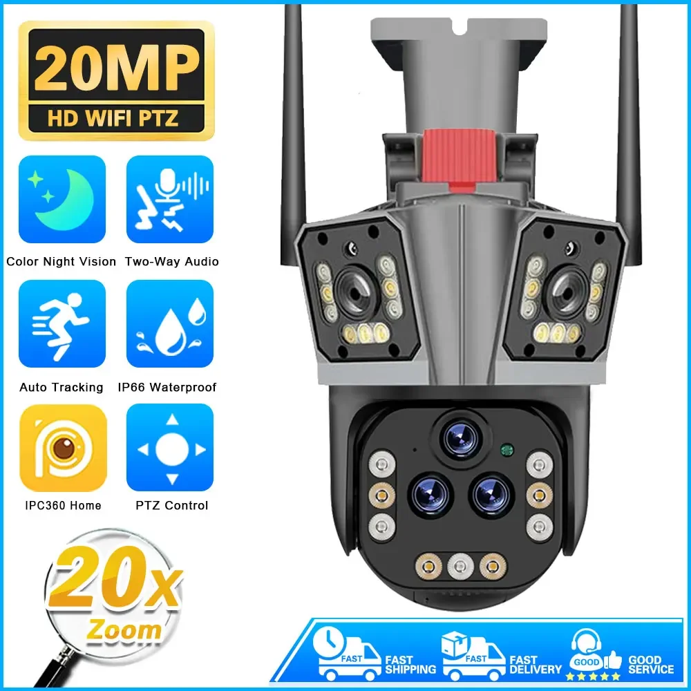 10K 20MP IP Camera Five Lens 20X Zoom WiFi Wireless Outdoor PTZ Home Security Protection Auto Tracking CCTV Video Surveillance
10K 20MP IP Camera Five Lens 20X Zoom WiFi Wireless Outdoor PTZ Home Security Protection Auto Tracking CCTV Video Surveillance