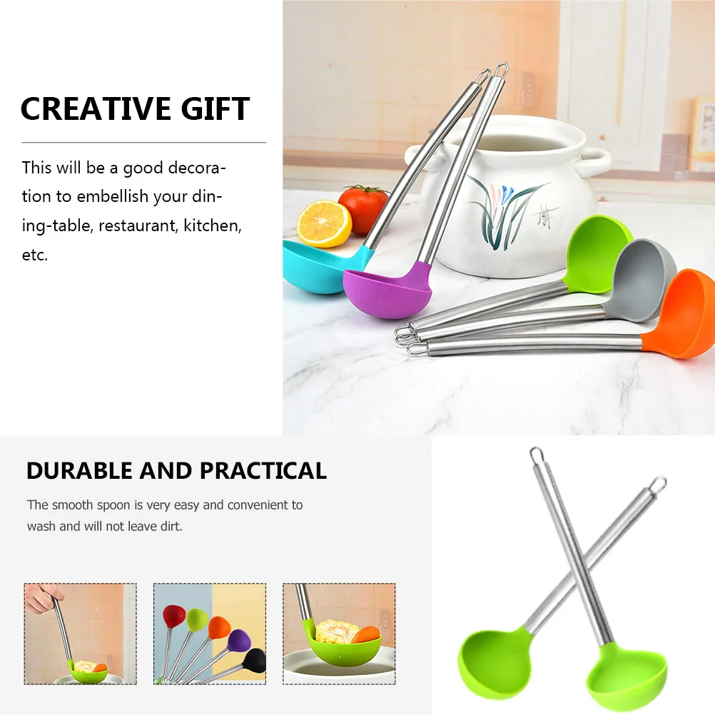 2 Pcs Cooking Spoon Soup Set Long Handle Ladles Silicone Tableware Convenient Silica Gel for Kitchen Porridge
2 Pcs Cooking Spoon Soup Set Long Handle Ladles Silicone Tableware Convenient Silica Gel for Kitchen Porridge