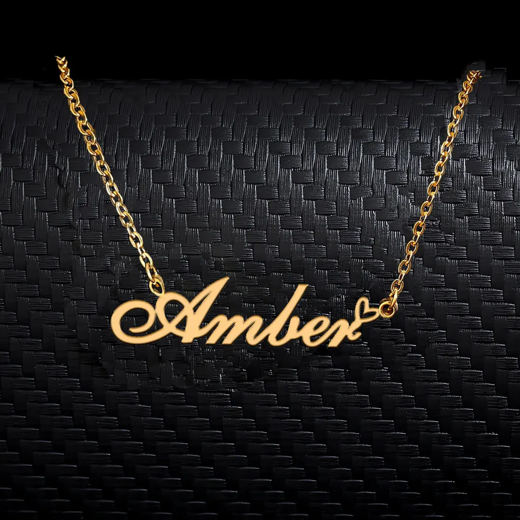 AOLOSHOW Trendy Amber with Heart Pendant Name Necklace for Women Stainless Steel Gold Plated Jewelry Mother's Day Gift
AOLOSHOW Trendy Amber with Heart Pendant Name Necklace for Women Stainless Steel Gold Plated Jewelry Mother's Day Gift