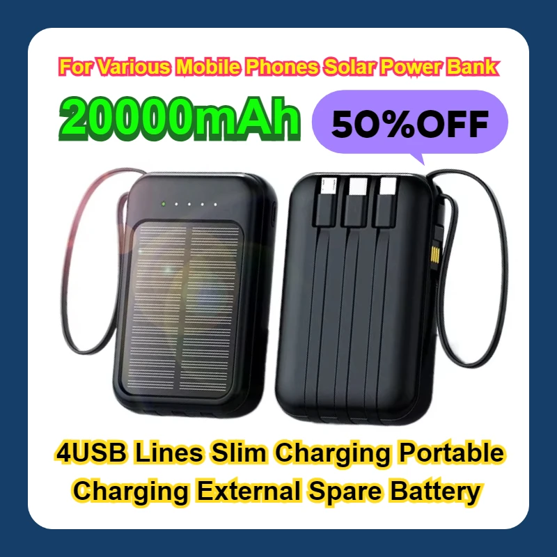 4USB Lines Slim Charging Portable Charging External Spare Battery 20000mAh For Various Mobile Phones Solar Power Bank
4USB Lines Slim Charging Portable Charging External Spare Battery 20000mAh For Various Mobile Phones Solar Power Bank