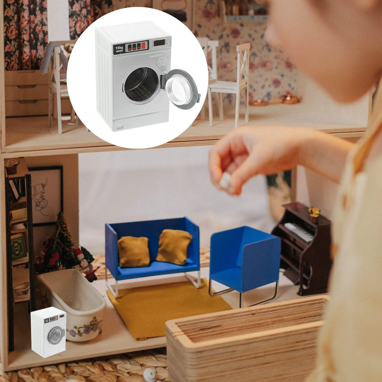 Реалистичная пластиковая мини-стиральная машина, миниатюрный декор для прачечной, аксессуар для маленькой мебели для дома, мини-мебель
Реалистичная пластиковая мини-стиральная машина, миниатюрный декор для прачечной, аксессуар для маленькой мебели для дома, мини-мебель