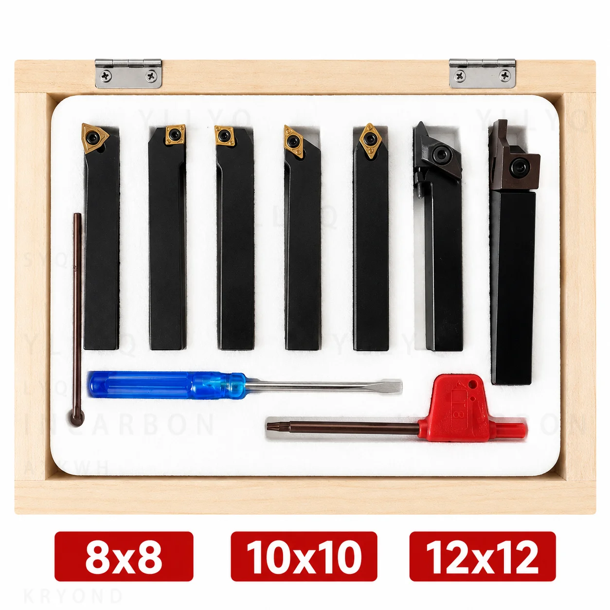 7Pcs Indexable Carbide Turning Tool Set 6mm 8mm 10mm Lathe Cutter Tool with Inserts for Mini Lathe Machine Titanium Coated Set
7Pcs Indexable Carbide Turning Tool Set 6mm 8mm 10mm Lathe Cutter Tool with Inserts for Mini Lathe Machine Titanium Coated Set