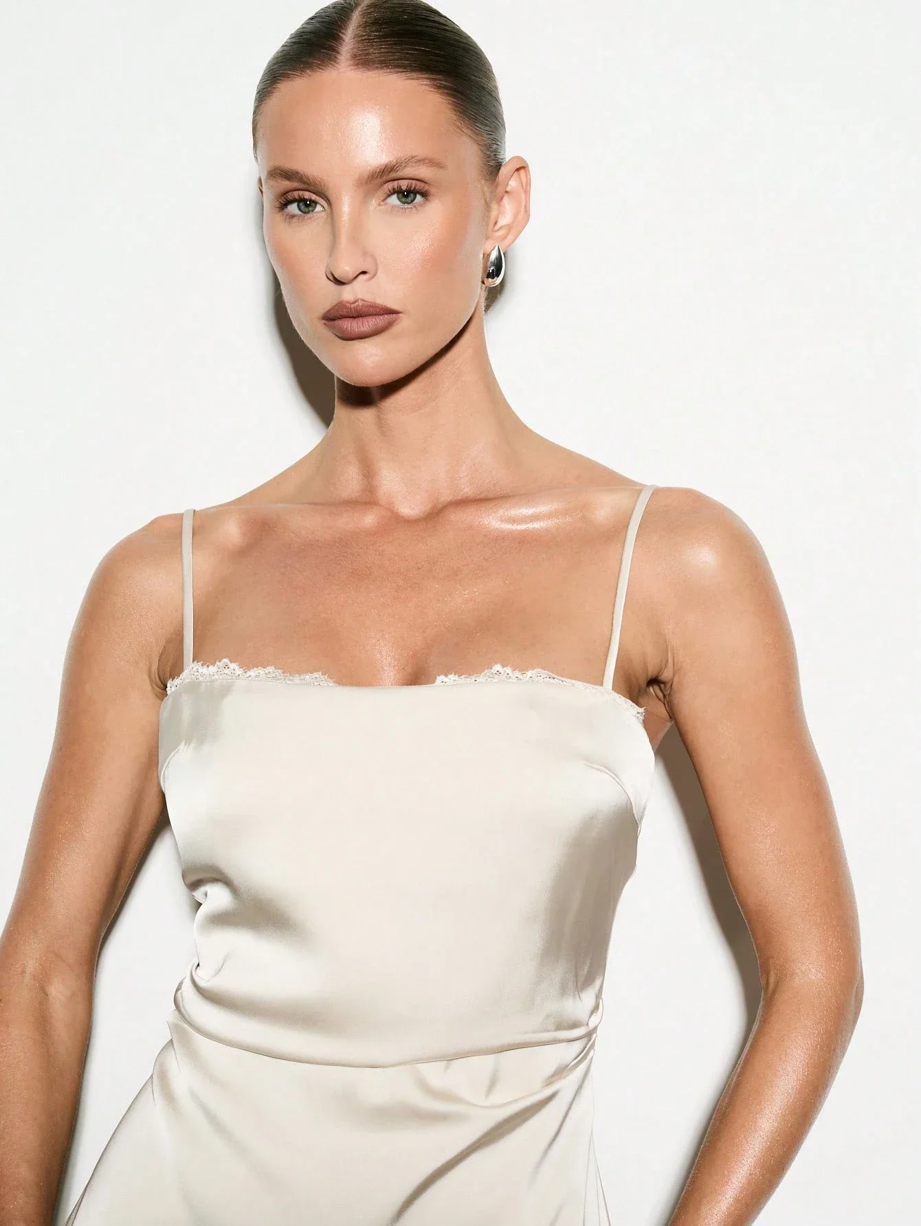 Silky Satin Mini Slip Dress With Fine Lace Edge For Cocktail, Gala, Wedding Guest, Bridesmaid, Bridal Shower And Engagement
Silky Satin Mini Slip Dress With Fine Lace Edge For Cocktail, Gala, Wedding Guest, Bridesmaid, Bridal Shower And Engagement
