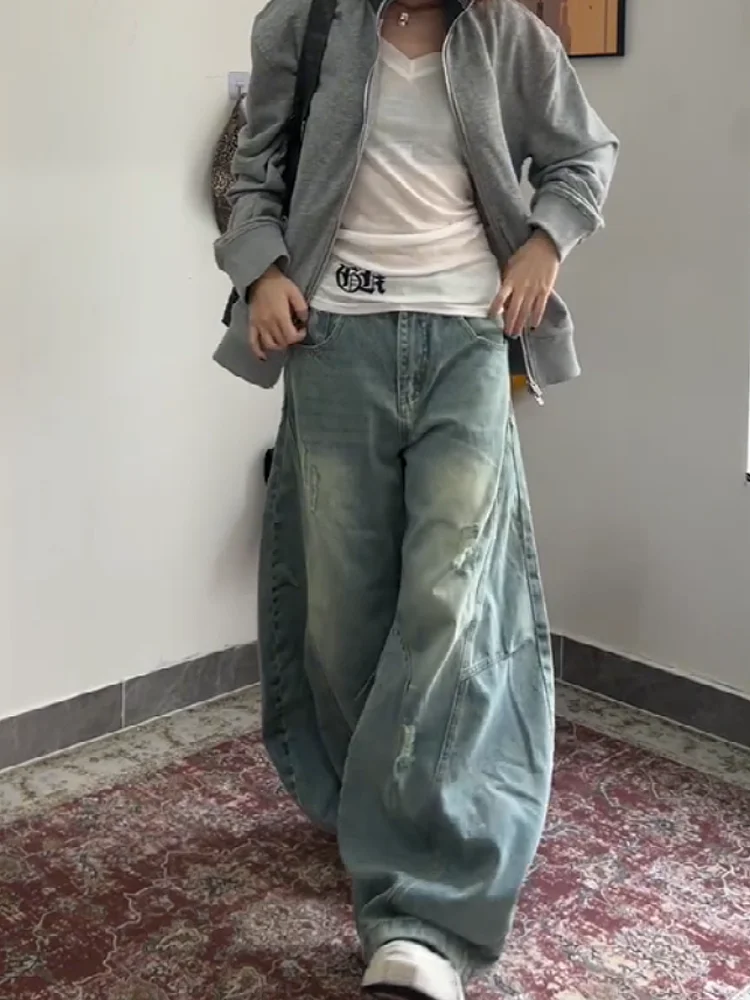 American Style Vintage Washed Ripped Knife Jeans Women's Spring Summer Loose Slim Wide Leg Floor Length Pants
American Style Vintage Washed Ripped Knife Jeans Women's Spring Summer Loose Slim Wide Leg Floor Length Pants